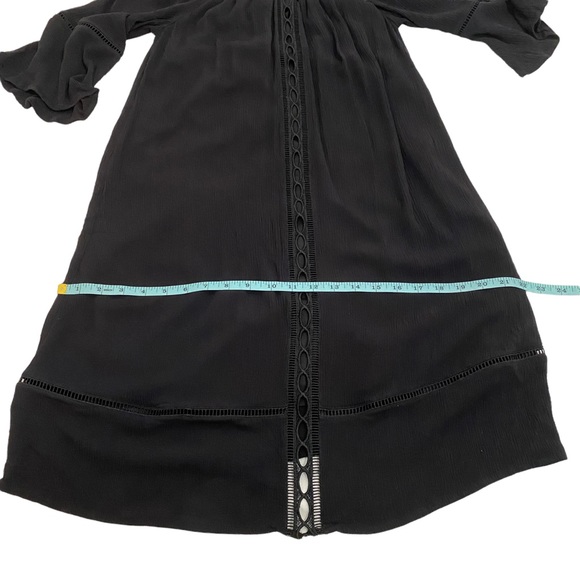 Mossimo Black Off Shoulder Open Embroidery Bell Sleeve Dress, Size Small - Picture 12 of 14